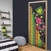 Hawaiian Independence Day Door Cover Kanaka Maoli Symbols With Tapa Motifs and Tropical Plants - Polynesian Pride