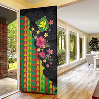 Hawaiian Independence Day Door Cover Kanaka Maoli Symbols With Tapa Motifs and Tropical Plants - Polynesian Pride