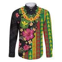 Hawaiian Independence Day Family Matching Summer Maxi Dress and Hawaiian Shirt Kanaka Maoli Symbols With Tapa Motifs and Tropical Plants - Polynesian Pride