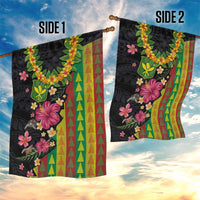 Hawaiian Independence Day Garden Flag Kanaka Maoli Symbols With Tapa Motifs and Tropical Plants - Polynesian Pride