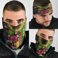 Hawaiian Independence Day Neck Gaiter Kanaka Maoli Symbols With Tapa Motifs and Tropical Plants - Polynesian Pride