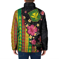 Hawaiian Independence Day Padded Jacket Kanaka Maoli Symbols With Tapa Motifs and Tropical Plants - Polynesian Pride