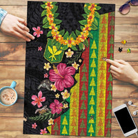 Hawaiian Independence Day Puzzle Kanaka Maoli Symbols With Tapa Motifs and Tropical Plants - Polynesian Pride