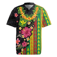 Hawaiian Independence Day Rugby Jersey Kanaka Maoli Symbols With Tapa Motifs and Tropical Plants - Polynesian Pride