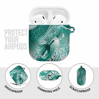 Personalised New Zealand Aotearoa Darts Masters AirPods Case Maori Art Tattoo with Tribal Dart Symbol Teal Color LT03 - Polynesian Pride