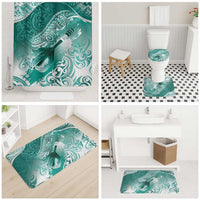 Personalised New Zealand Aotearoa Darts Masters Bathroom Set Maori Art Tattoo with Tribal Dart Symbol Teal Color - Polynesian Pride