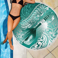 Personalised New Zealand Aotearoa Darts Masters Beach Blanket Maori Art Tattoo with Tribal Dart Symbol Teal Color - Polynesian Pride