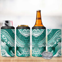 Personalised New Zealand Aotearoa Darts Masters 4 in 1 Can Cooler Tumbler Maori Art Tattoo with Tribal Dart Symbol Teal Color - Polynesian Pride