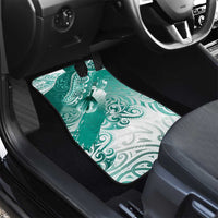 Personalised New Zealand Aotearoa Darts Masters Car Mats Maori Art Tattoo with Tribal Dart Symbol Teal Color - Polynesian Pride