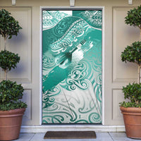 Personalised New Zealand Aotearoa Darts Masters Door Cover Maori Art Tattoo with Tribal Dart Symbol Teal Color - Polynesian Pride