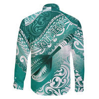 Personalised New Zealand Aotearoa Darts Masters Family Matching Mermaid Dress and Hawaiian Shirt Maori Art Tattoo with Tribal Dart Symbol Teal Color LT03 - Polynesian Pride