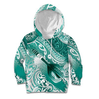 Personalised New Zealand Aotearoa Darts Masters Kid Hoodie Maori Art Tattoo with Tribal Dart Symbol Teal Color - Polynesian Pride