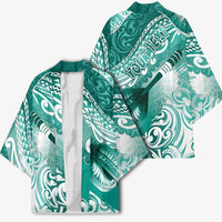 Personalised New Zealand Aotearoa Darts Masters Kimono Maori Art Tattoo with Tribal Dart Symbol Teal Color - Polynesian Pride