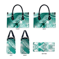 Personalised New Zealand Aotearoa Darts Masters Leather Bag Maori Art Tattoo with Tribal Dart Symbol Teal Color - Polynesian Pride