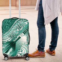Personalised New Zealand Aotearoa Darts Masters Luggage Cover Maori Art Tattoo with Tribal Dart Symbol Teal Color - Polynesian Pride