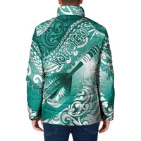 Personalised New Zealand Aotearoa Darts Masters Padded Jacket Maori Art Tattoo with Tribal Dart Symbol Teal Color LT03 - Polynesian Pride