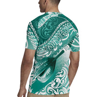Personalised New Zealand Aotearoa Darts Masters Rugby Jersey Maori Art Tattoo with Tribal Dart Symbol Teal Color - Polynesian Pride