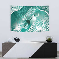 Personalised New Zealand Aotearoa Darts Masters Tapestry Maori Art Tattoo with Tribal Dart Symbol Teal Color - Polynesian Pride