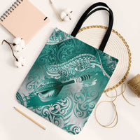 Personalised New Zealand Aotearoa Darts Masters Tote Bag Maori Art Tattoo with Tribal Dart Symbol Teal Color - Polynesian Pride