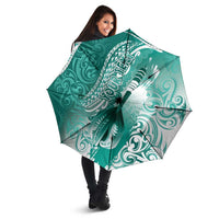 Personalised New Zealand Aotearoa Darts Masters Umbrella Maori Art Tattoo with Tribal Dart Symbol Teal Color - Polynesian Pride