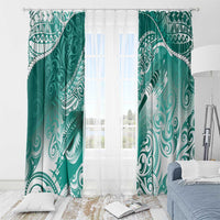 Personalised New Zealand Aotearoa Darts Masters Window Curtain Maori Art Tattoo with Tribal Dart Symbol Teal Color - Polynesian Pride