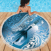 Personalised New Zealand Aotearoa Darts Masters Beach Blanket Maori Art Tattoo with Tribal Dart Symbol Blue - Polynesian Pride