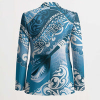 Personalised New Zealand Aotearoa Darts Masters Blazer Maori Art Tattoo with Tribal Dart Symbol Blue - Polynesian Pride