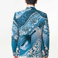 Personalised New Zealand Aotearoa Darts Masters Blazer Maori Art Tattoo with Tribal Dart Symbol Blue - Polynesian Pride