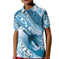 Personalised New Zealand Aotearoa Darts Masters Kid Polo Shirt Maori Art Tattoo with Tribal Dart Symbol Blue - Polynesian Pride