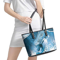 Personalised New Zealand Aotearoa Darts Masters Leather Tote Bag Maori Art Tattoo with Tribal Dart Symbol Blue - Polynesian Pride