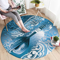 Personalised New Zealand Aotearoa Darts Masters Round Carpet Maori Art Tattoo with Tribal Dart Symbol Blue - Polynesian Pride
