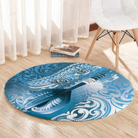 Personalised New Zealand Aotearoa Darts Masters Round Carpet Maori Art Tattoo with Tribal Dart Symbol Blue - Polynesian Pride
