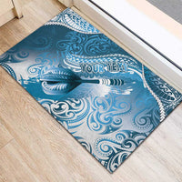 Personalised New Zealand Aotearoa Darts Masters Rubber Doormat Maori Art Tattoo with Tribal Dart Symbol Blue - Polynesian Pride