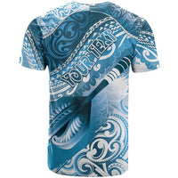Personalised New Zealand Aotearoa Darts Masters T Shirt Maori Art Tattoo with Tribal Dart Symbol Blue - Polynesian Pride