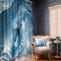 Personalised New Zealand Aotearoa Darts Masters Window Curtain Maori Art Tattoo with Tribal Dart Symbol Blue - Polynesian Pride