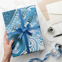 Personalised New Zealand Aotearoa Darts Masters Wrapping Paper Maori Art Tattoo with Tribal Dart Symbol Blue LT03 - Polynesian Pride