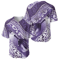 Personalised New Zealand Aotearoa Darts Masters Baseball Jersey Maori Art Tattoo with Tribal Dart Symbol Purple - Polynesian Pride