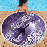 Personalised New Zealand Aotearoa Darts Masters Beach Blanket Maori Art Tattoo with Tribal Dart Symbol Purple - Polynesian Pride