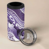 Personalised New Zealand Aotearoa Darts Masters 4 in 1 Can Cooler Tumbler Maori Art Tattoo with Tribal Dart Symbol Purple - Polynesian Pride