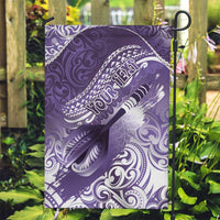 Personalised New Zealand Aotearoa Darts Masters Garden Flag Maori Art Tattoo with Tribal Dart Symbol Purple - Polynesian Pride