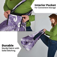 Personalised New Zealand Aotearoa Darts Masters Grocery Bag Maori Art Tattoo with Tribal Dart Symbol Purple - Polynesian Pride