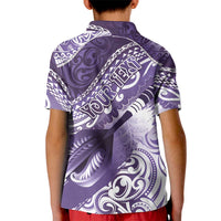 Personalised New Zealand Aotearoa Darts Masters Kid Polo Shirt Maori Art Tattoo with Tribal Dart Symbol Purple - Polynesian Pride