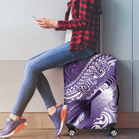 Personalised New Zealand Aotearoa Darts Masters Luggage Cover Maori Art Tattoo with Tribal Dart Symbol Purple - Polynesian Pride