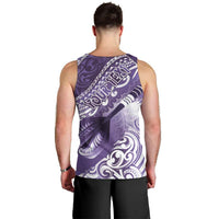 Personalised New Zealand Aotearoa Darts Masters Men Tank Top Maori Art Tattoo with Tribal Dart Symbol Purple - Polynesian Pride