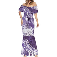 Personalised New Zealand Aotearoa Darts Masters Mermaid Dress Maori Art Tattoo with Tribal Dart Symbol Purple - Polynesian Pride