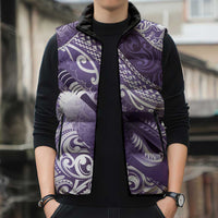 Personalised New Zealand Aotearoa Darts Masters Sleeveless Puffer Jacket Maori Art Tattoo with Tribal Dart Symbol Purple - Polynesian Pride