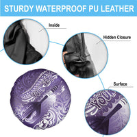 Personalised New Zealand Aotearoa Darts Masters Spare Tire Cover Maori Art Tattoo with Tribal Dart Symbol Purple - Polynesian Pride