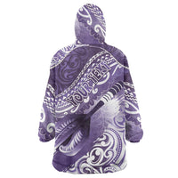 Personalised New Zealand Aotearoa Darts Masters Wearable Blanket Hoodie Maori Art Tattoo with Tribal Dart Symbol Purple - Polynesian Pride