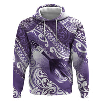 Personalised New Zealand Aotearoa Darts Masters Zip Hoodie Maori Art Tattoo with Tribal Dart Symbol Purple - Polynesian Pride