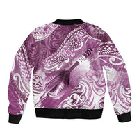 Personalised New Zealand Aotearoa Darts Masters Bomber Jacket Maori Art Tattoo with Tribal Dart Symbol Pink - Polynesian Pride